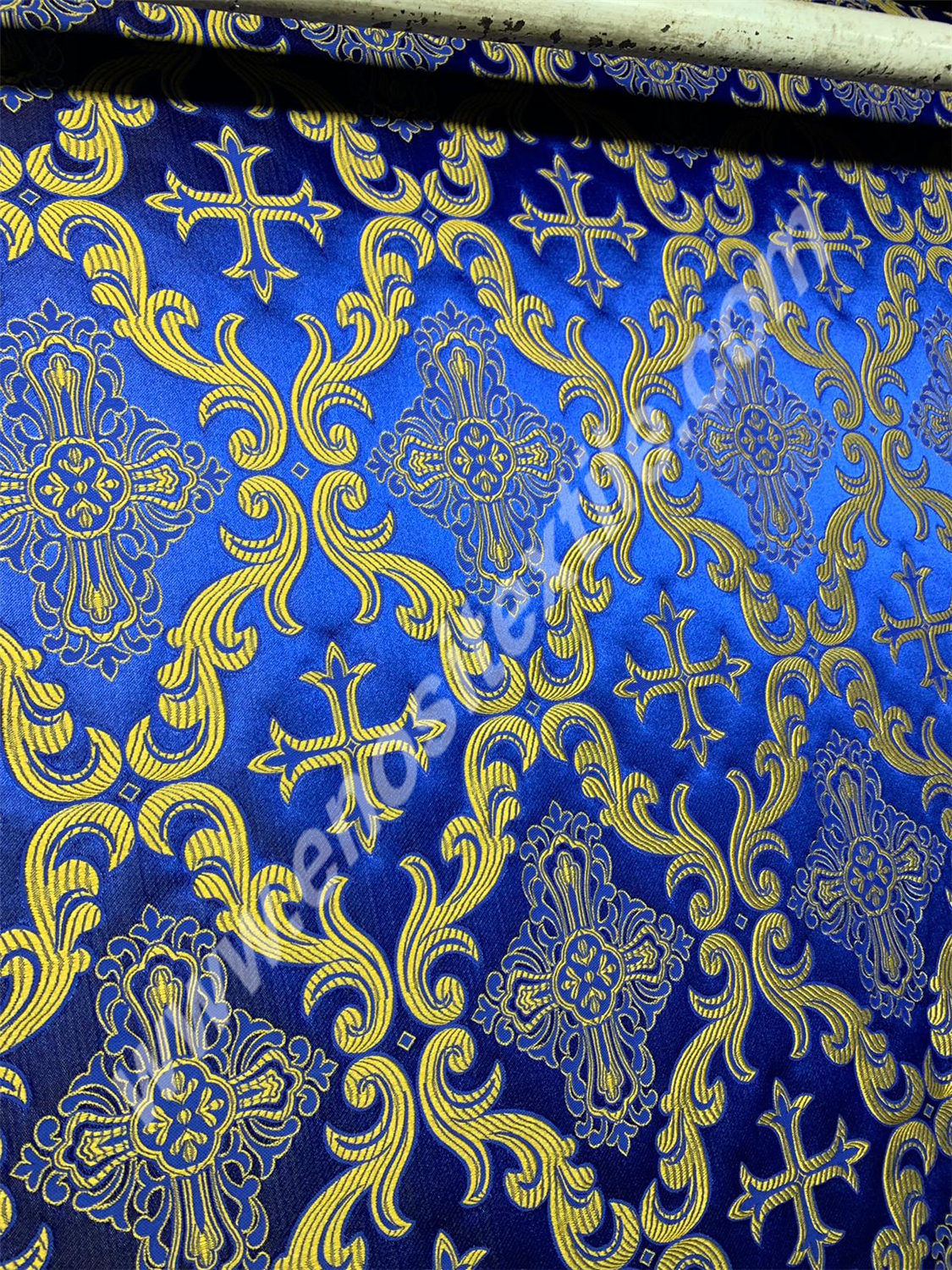 KL-076 Dark Blue-Gold Brocade Fabrics